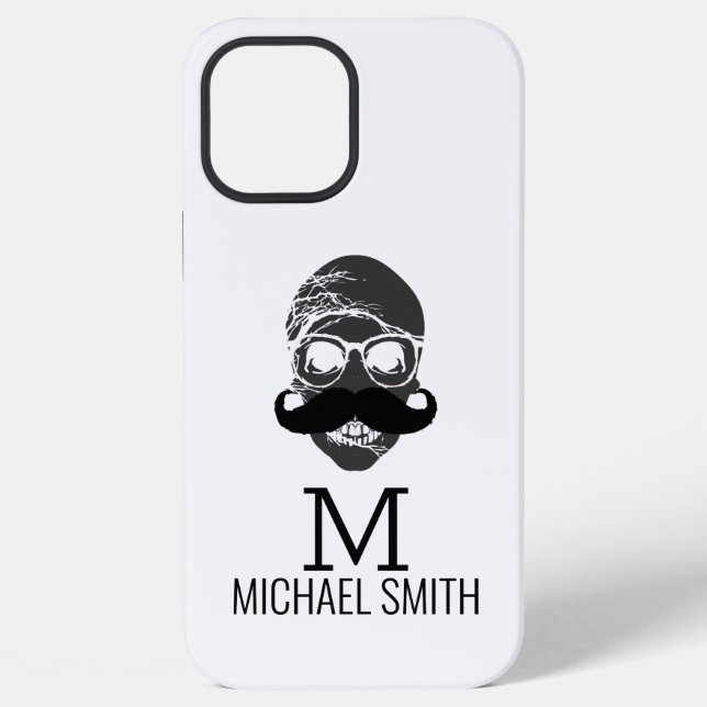 Lustiger Schnurrbart-Monogramm iPhone Hülle (Rückseite)