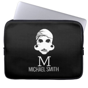 Lustiger Schnurrbart-Monogramm Laptopschutzhülle