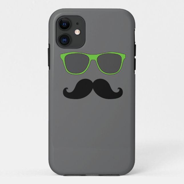 Lustiger Schnurrbart und grüne Sonnenbrille Case-Mate iPhone Hülle (Rückseite)