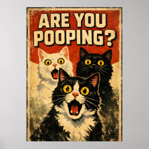 Lustiger Schockierter Katzen Poster Badezimmer H