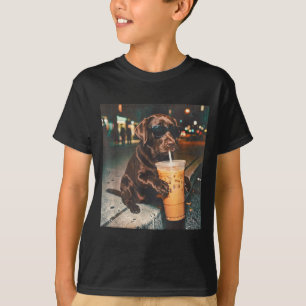 Lustiger Schokoladen-Labrador, der eisgekühlten Ka T-Shirt
