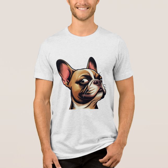 Lustiger Schräger-Blick-Frenchie - Urteilender Fra Tri-Blend Shirt (Vorderseite)