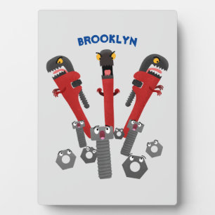 Lustiger Schraubenschlüssel Monster Werkzeuge Humo Fotoplatte