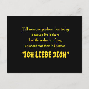 Lustiger Schrei deine Liebe auf Deutsch heraus Feiertagspostkarte