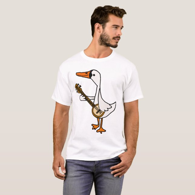 Lustiger Schwan, der Banjo-Cartoon spielt T-Shirt (Vorne ganz)