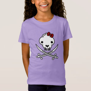 Lustiger Schwarz Weiß Fröhlicher Kitty Piratenschä T-Shirt