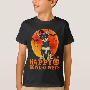 Lustiger schwarzer Chihuahua-Hund Halloween Glückl T-Shirt