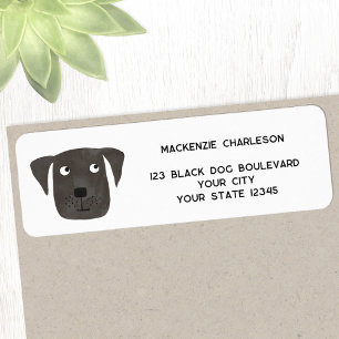 Lustiger schwarzer Hund personalisierte Rücksendea