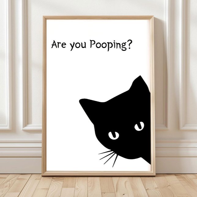 Lustiger schwarzer Katzen-Badezimmer-Druck: 'Kacks Poster (Von Creator hochgeladen)