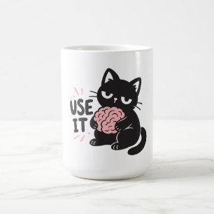 Lustiger schwarzer Katzen-“Benutze es”-Sticker Kaffeetasse