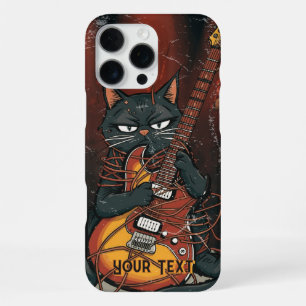 Lustiger schwarzer Katzen-Elektrogitarre-Spieler-G iPhone 16 Pro Max Hülle