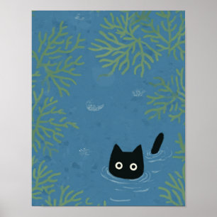 Lustiger schwarzer Katzen-Handyhülle Poster