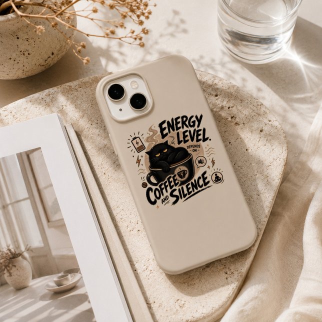Lustiger schwarzer Katzenkaffee iPhone 15 Hülle (black cat coffee iphone case)