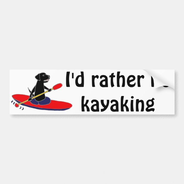 Lustiger schwarzer Kayaking Labrador Autoaufkleber (Vorne)