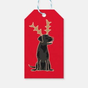Lustiger schwarzer Labrador mit Geschenkanhänger