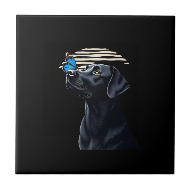 Lustiger schwarzer Labrador Retriever Lab Hund Bes Fliese (Vorderseite)