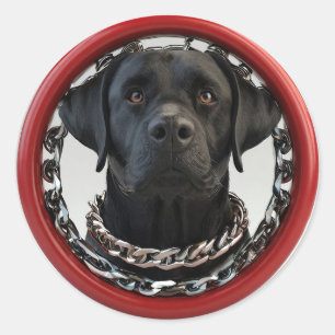 Lustiger schwarzer Labrador Runder Aufkleber