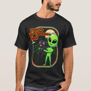 Lustiger schwarzer Mops-Hund Alien Auserwählter UF T-Shirt