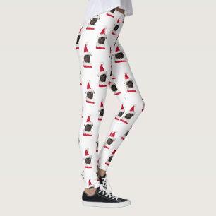 Lustiger schwarzer Mops mit Weihnachtsmannhut Weih Leggings