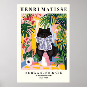 Lustiger schwarzer Pomeranian Druck - Hund auf Toi Poster