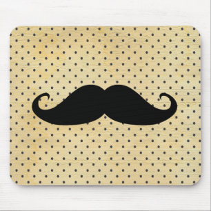 Lustiger schwarzer Schnurrbart auf vintage gelben Mousepad