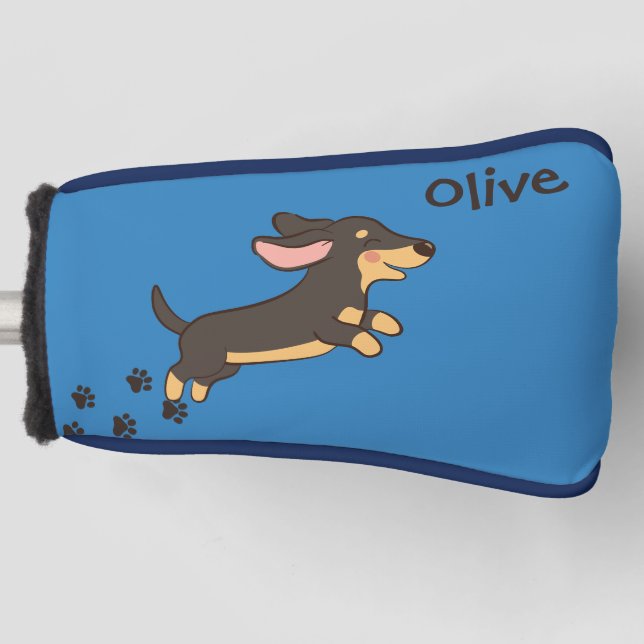 Lustiger schwarzer Tannendachshund  Golf Headcover (Vorderseite)