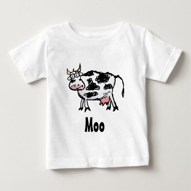 Lustiger Schwarzweiss-Kuh-Cartoon Baby T-shirt (Vorderseite)