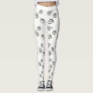 Lustiger Schwarzweiss-Stock-Mann-Gesichts-Entwurf Leggings