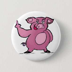 Lustiger Schwein-Mittelfinger-Knopf Button