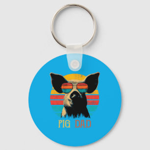 Lustiger Schwein Retro Vintage Tierbesitzer Sungle Schlüsselanhänger