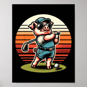 Lustiger Schweine-Golfer Cool Golf Sportvereine De Poster