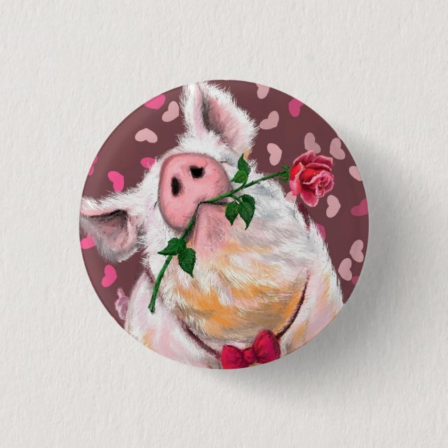 Lustiger Schweineknopf Button (Vorderseite)
