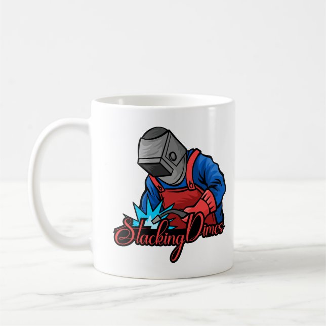 Lustiger Schweißer-Geschenk: Münzen stapeln Kaffeetasse (Links)
