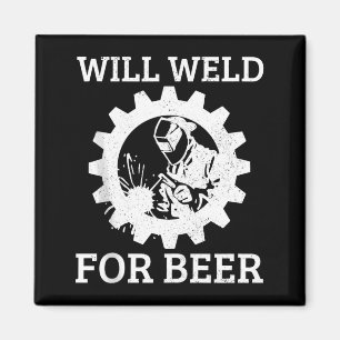 Lustiger Schweißer wird für Bier schweißen Schweiß Magnet