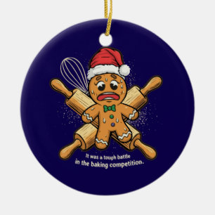 Lustiger "Schwere Schlacht" Weihnachtsmann aus Leb Keramik Ornament