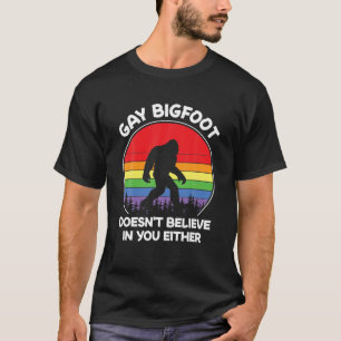 Lustiger Schwuler Bigfoot Regenbogen Sasquatch Ret T-Shirt