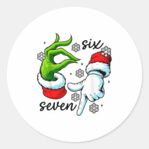 Lustiger Sechs Sieben 67 Meme 6 7 Weihnachtself Ha Runder Aufkleber