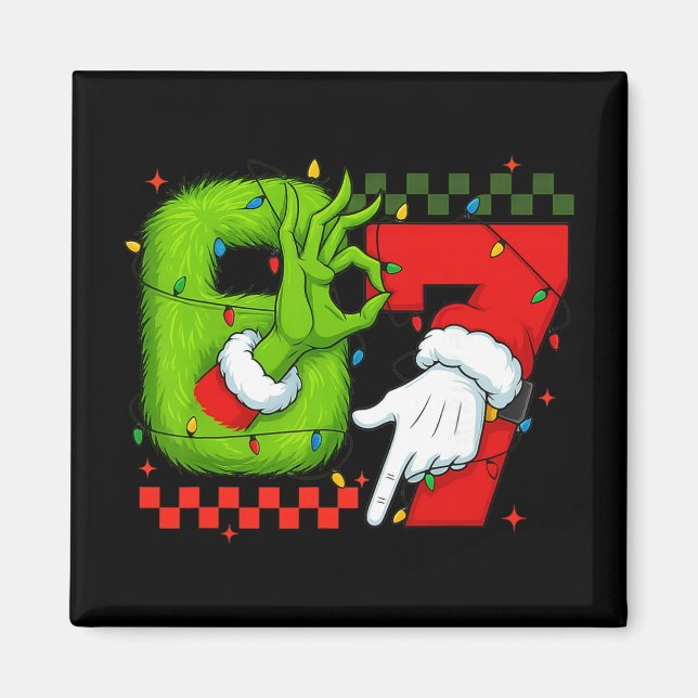 Lustiger Sechs Sieben 67 Meme 6 7 Weihnachtselfen- Magnet (Vorne)
