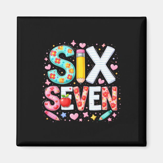 Lustiger Sechs Sieben 6 7 Lehrer Meme Mathe Clroom Magnet (Vorne)