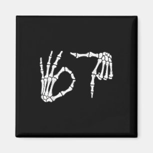 Lustiger Sechs Sieben 6 7 Meme 67 Skelett Hand Hal Magnet