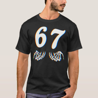 Lustiger Sechs Sieben 6 7 Meme 67 Skelett Hand Hal T-Shirt