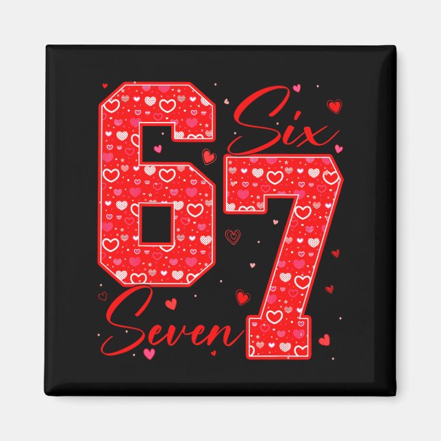 Lustiger Sechs Sieben 6 7 Meme Herzen Cupid Valent Magnet (Vorne)