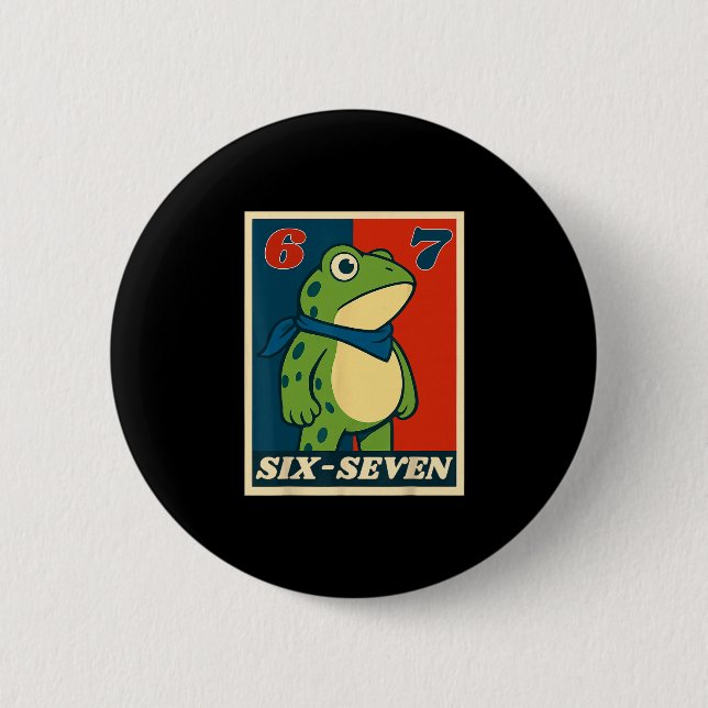 Lustiger Sechs Sieben Frosch 6 7 Meme Gen Alpha Sl Button (Vorderseite)