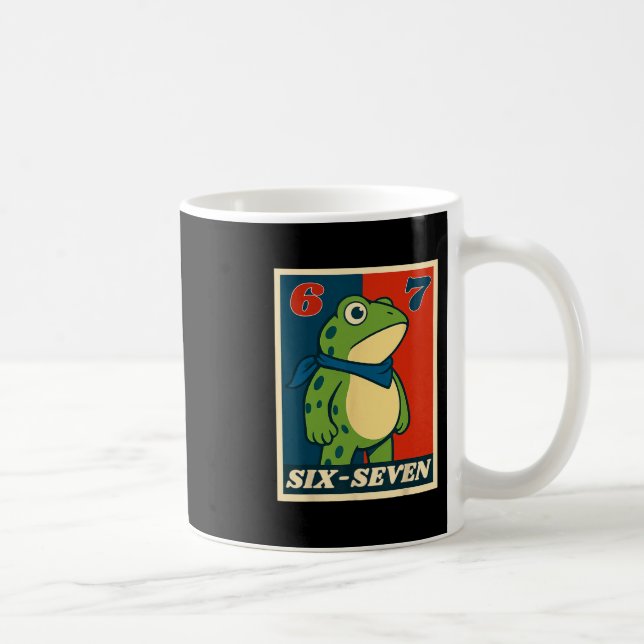 Lustiger Sechs Sieben Frosch 6 7 Meme Gen Alpha Sl Kaffeetasse (Rechts)