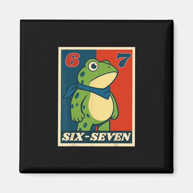 Lustiger Sechs Sieben Frosch 6 7 Meme Gen Alpha Sl Magnet (Vorne)