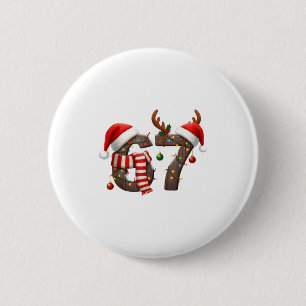 Lustiger Sechs Sieben Meme 6-7 Xmas 67 Weihnachtsl Button