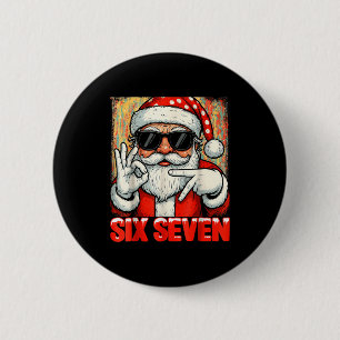 Lustiger Sechs Sieben Meme Weihnachten Cool Santa Button