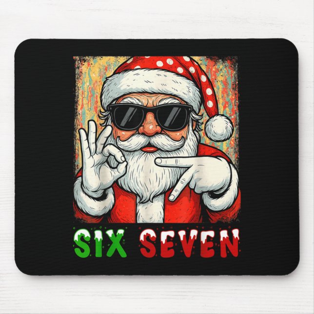 Lustiger Sechs Sieben Meme Weihnachten Cool Santa  Mousepad (Vorne)