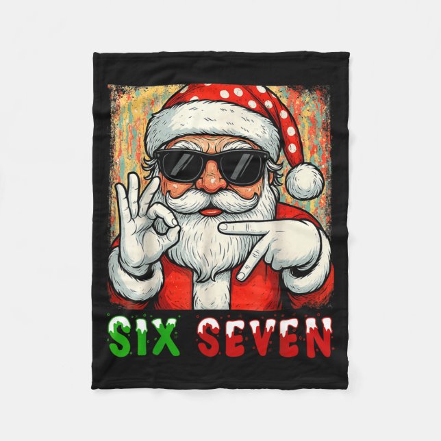 Lustiger Sechs Sieben Meme Weihnachten Cooler Sant Fleecedecke (Vorderseite)