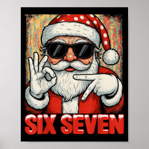 Lustiger Sechs Sieben Meme Weihnachten Cooler Sant Poster